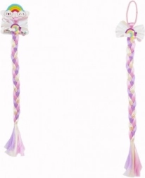 Gumička do vlasů s mašlí a barevným copem s flitry