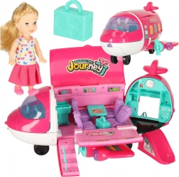 Rozehrané letadlo pro panenky 2v1 s příslušenstvím růžové