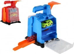 Plastová garáž s vystřelovacím mechanismem a 2 autíčky