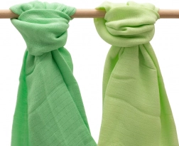 Bavlněné mušelínové pleny NEW BABY 70 × 80 cm – sada 2 ks, světle a tmavě zelená