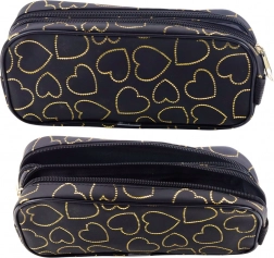 Penílka černá se zlatými srdíčky dvoukomorová