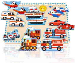 Dřevěné zvukové puzzle vozidla