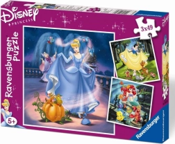Ravensburger puzzle Disney princezny Sněhurka, Popelka a Ariel 3×49 dílků