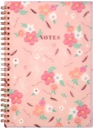 Růžový květinový zápisník A5