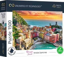 Puzzle Trefl UFT Romantický západ slunce: Vernazza, Ligurie – 1500 dílků