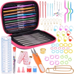 Sada na háčkování 100 ks háčky 0,6-6,5 mm s příslušenstvím v pouzdře