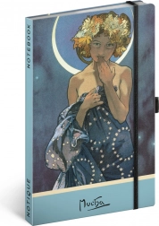 Notýsek Alfons Mucha – Luna, tečkovaný 13 × 21 cm