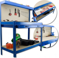 Pracovní stůl do dílny se zásuvkou a držáky, nosnost 100 kg, 115 × 55 cm