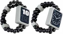 dřevěné oboustranné dětské hodinky na gumičce, černé