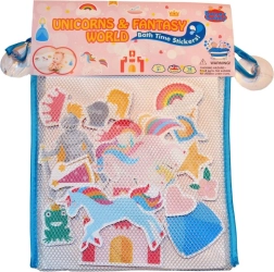 Pěnové koupací samolepky jednorožci s úložnou síťkou