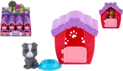 Plastový domeček pro štěňátko s miskou, 6 × 7 cm