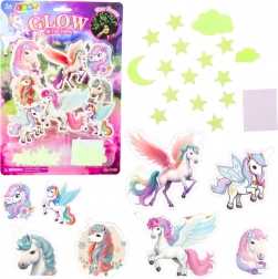 Fluorescenční samolepky na zeď – jednorožci a hvězdičky