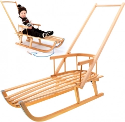 Dřevěné sáně s opěrkou pro děti