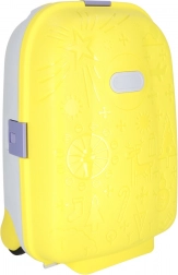 Dětský kabinový kufr na kolečkách s LED kolečky a místem pro jméno – Žlutá