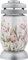 Hřbitovní lucerna s motivem magnólie 22 cm, výdrž 36 h