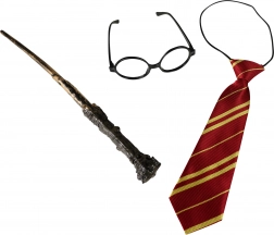 Sada kouzelníka s brýlemi, kravatou a hůlkou