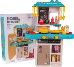 Dětská kuchyňka s osvětlením a zvuky, 43 dílů – Modrá