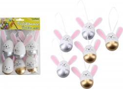 Dekorační plastová malovaná vajíčka na zavěšení 6 cm, 6 ks