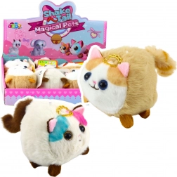 Plyšový kocourek s točícím ocáskem hnědo-bílý