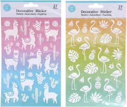 Třpytivé samolepky 14,6 × 25,5 cm – lama nebo plameňák