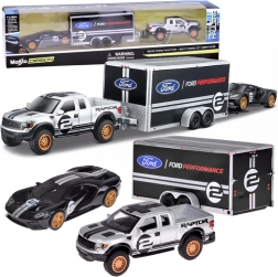 Maisto kovový set 1:64 – FORD Raptor s přívěsem a FORD GT Heritage