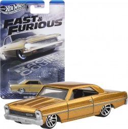 Hot Wheels Fast & Furious 1966 Chevy Nova zlaté autíčko 1:64, 7,5 cm