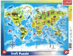 TREFL Puzzle Mapa světa se zvířátky 25 dílků