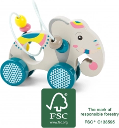 small foot dřevěný slon na kolečkách jungle