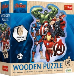 Dřevěné obrysové puzzle AVENGERS – 50 dílků