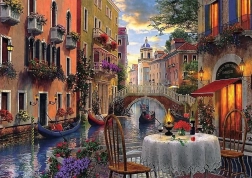 Puzzle 6000 dílků romantická večeře v benátkách