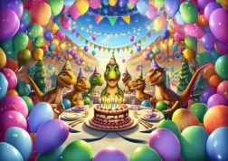 Puzzle dinosauří oslava 50 dílků