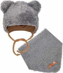 Zimní kojenecký set čepičky a šátku New Baby teddy bear šedý