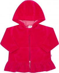 Semišová mikina s kapucí NEW BABY tmavě růžová