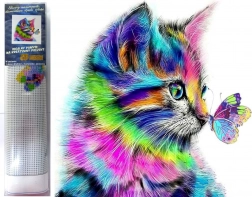 diamantové malování kotě s motýlem 30 × 40 cm