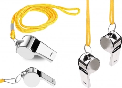 Kovová píšťalka na šňůrce