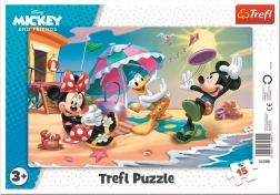 Trefl puzzle Mickey a Minnie – zábava na pláži, 15 dílků