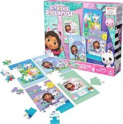 Dřevěné puzzle Kocí domek GABI – 4 skládanky