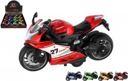 Plastová silniční motorka 13 cm se zpětným natažením, světlem a zvukem