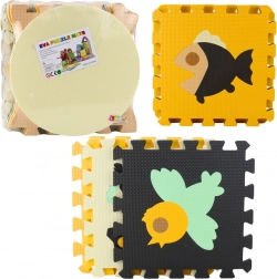 Měkká vzdělávací pěnová podložka puzzle se zvířaty, hnědá, 16 dílů