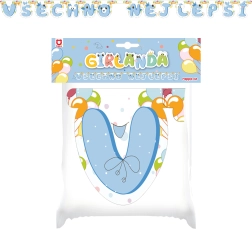 Papírová girlanda Všechno nejlepší modrá