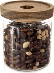 Skleněná dóza na potraviny s dřevěným víčkem a těsněním 730 ml