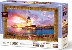 Puzzle s rámem a lepidlem 3v1 Dívčí věž 1000 dílků
