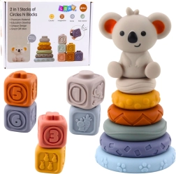 senzorická věž a měkké silikonové kostky koala 13 dílů