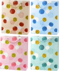 Pastelová dárková taška se zlatými tečkami