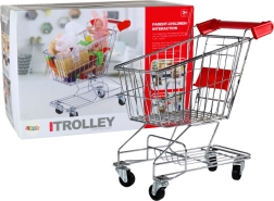 Dětský kovový nákupní vozík – velký, stříbrný
