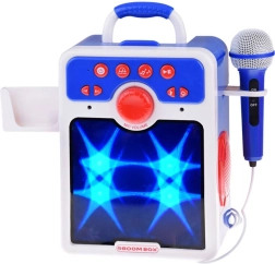 Dětský modrý karaoke boombox s mikrofonem