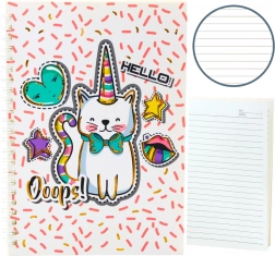 Zápisník s kočkou jednorožcem v růžových vzorech A5
