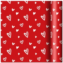 Dárkový papír s motivem srdíček, role 2 m × 70 cm