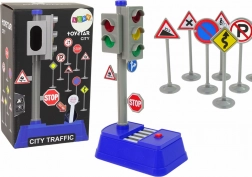 Dětská sada dopravních značek a semaforu se světly a zvuky 23 cm