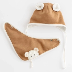 Jarní kojenecká čepička se šátkem na krk new baby sebastian hnědá 9–12 m